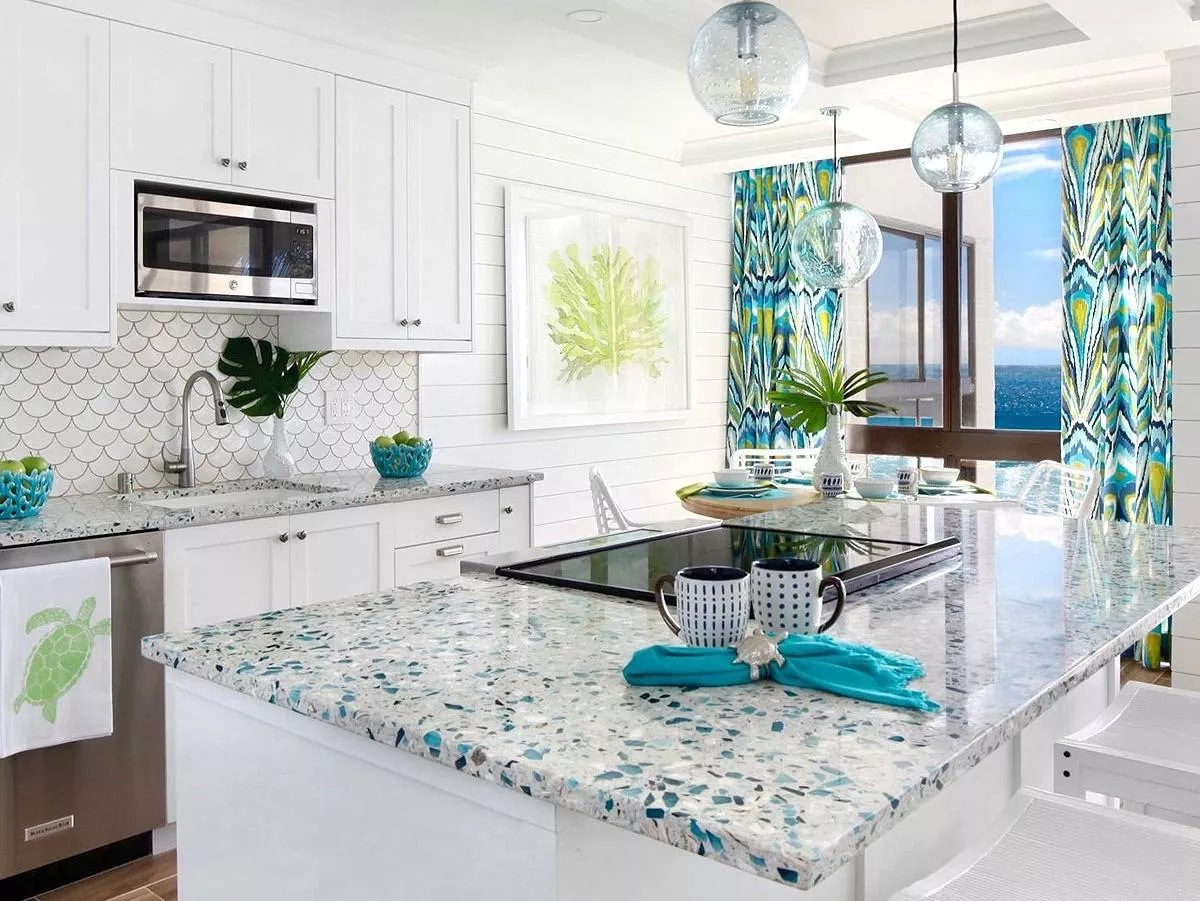 Recycled Glass Countertops Fabrication and installation
